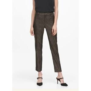 NWT Banana Republic Sloan Ankle Pants | Black Metallic Gold Plaid Slimming | 2